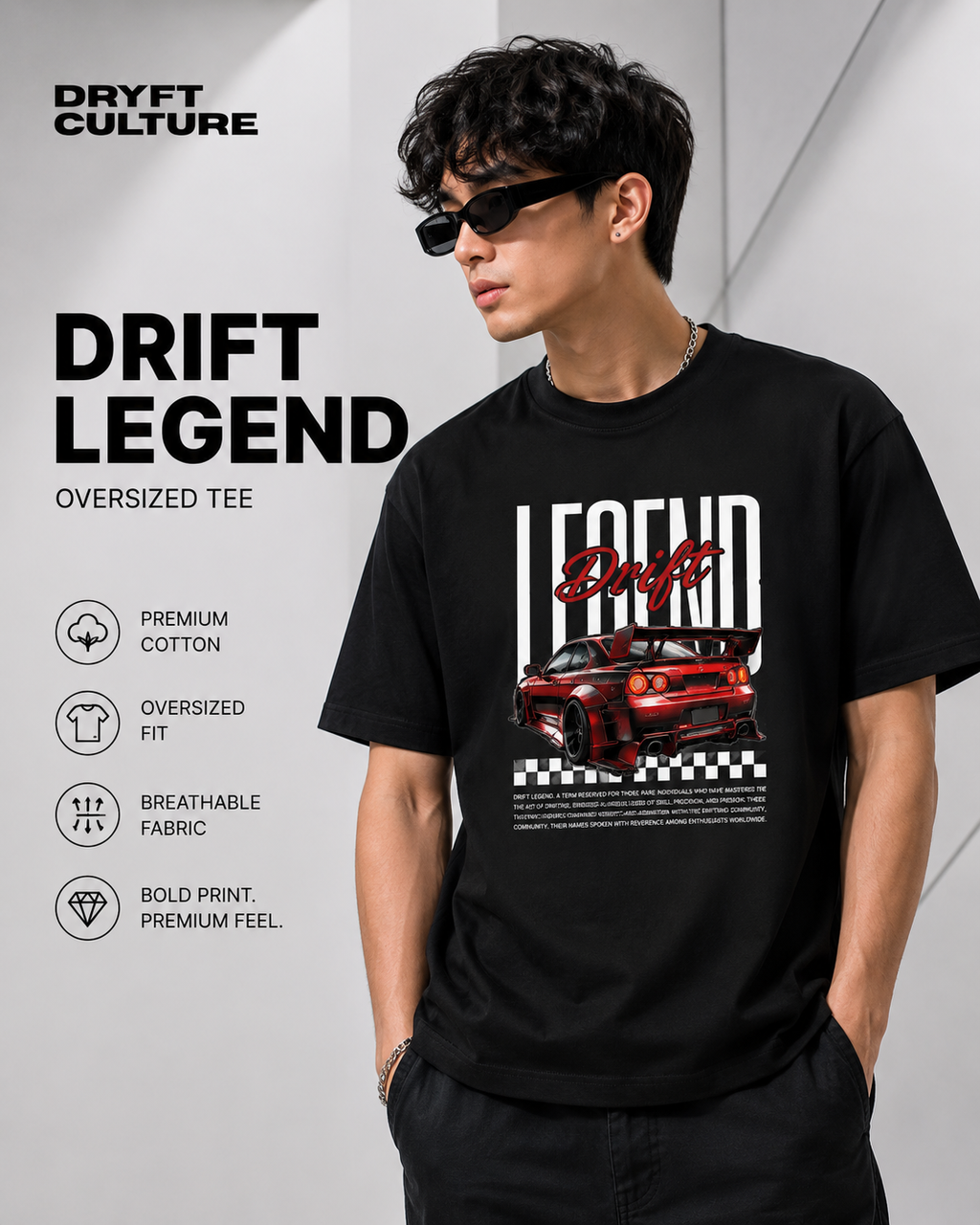 Legend Drift Graphic T-Shirt for Men & Women : Premium Cotton