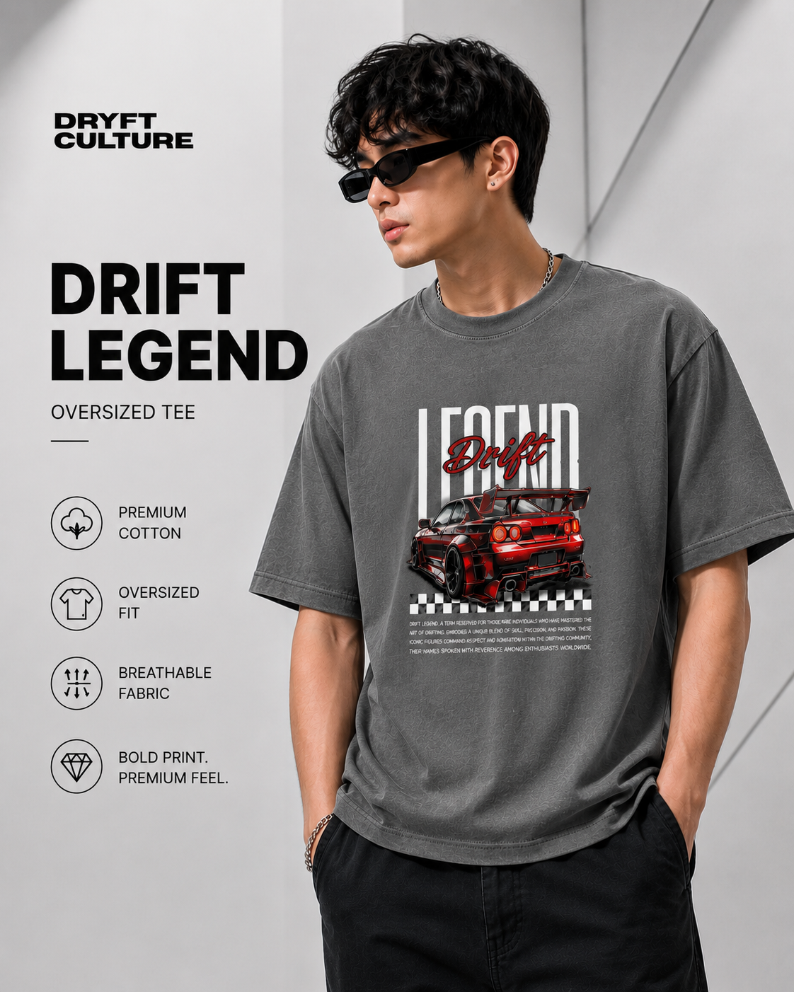 Legend Drift Graphic T-Shirt for Men & Women : Premium Cotton